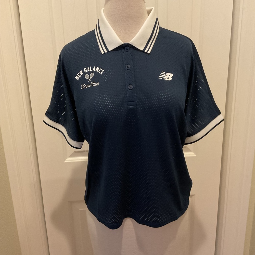 New Balance Mesh Tournament Tennis Polo Top Size S
